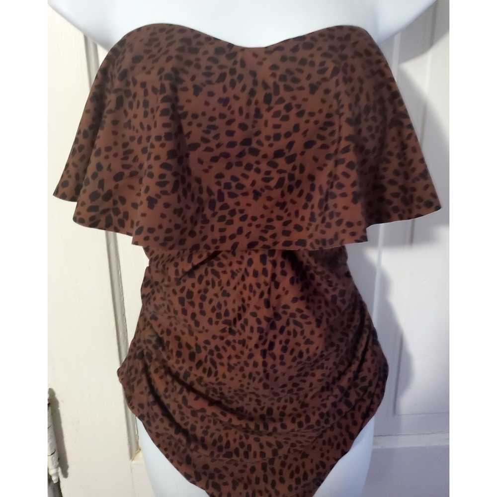 NEW Kona Sol Bandeau Flounce High Coverage One Piece Swimsuit - Picture 3 of 16
